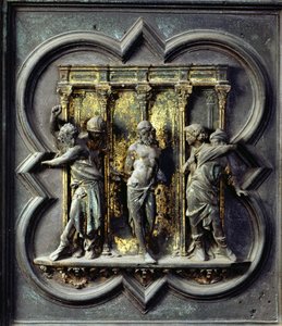 The Flagellation of Christ, femtende panel av norddørene til dåpskapellet i San Giovanni, 1403-24 (bronse)